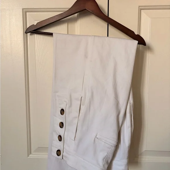 Ann Taylor Cream Wide-Leg Pants with Button Accent - Picture 4 of 4